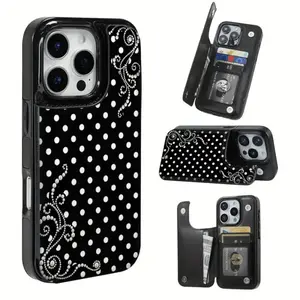 Cell Phone Case for IP 17/16/15/14/13/12/11 Series (Pro, Pro Max & Standard) - Lovely Pearl Polka Dot Dream Pattern, Shockproof & Scratch Resistant, Card Slot for Storage, Flexible TPU