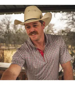 Master PGA Fashion Top 2026 Trendy Vexl Golf Polo Camo – Western Pearl Snap Polo - Native Arrows | Red