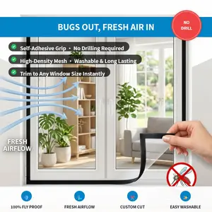 Self-Adhesive Window Screen Mesh Anti-Mosquito Net, Easy Install Window Mounted Indoor Outdoor Protection, Durable & Lightweight Design