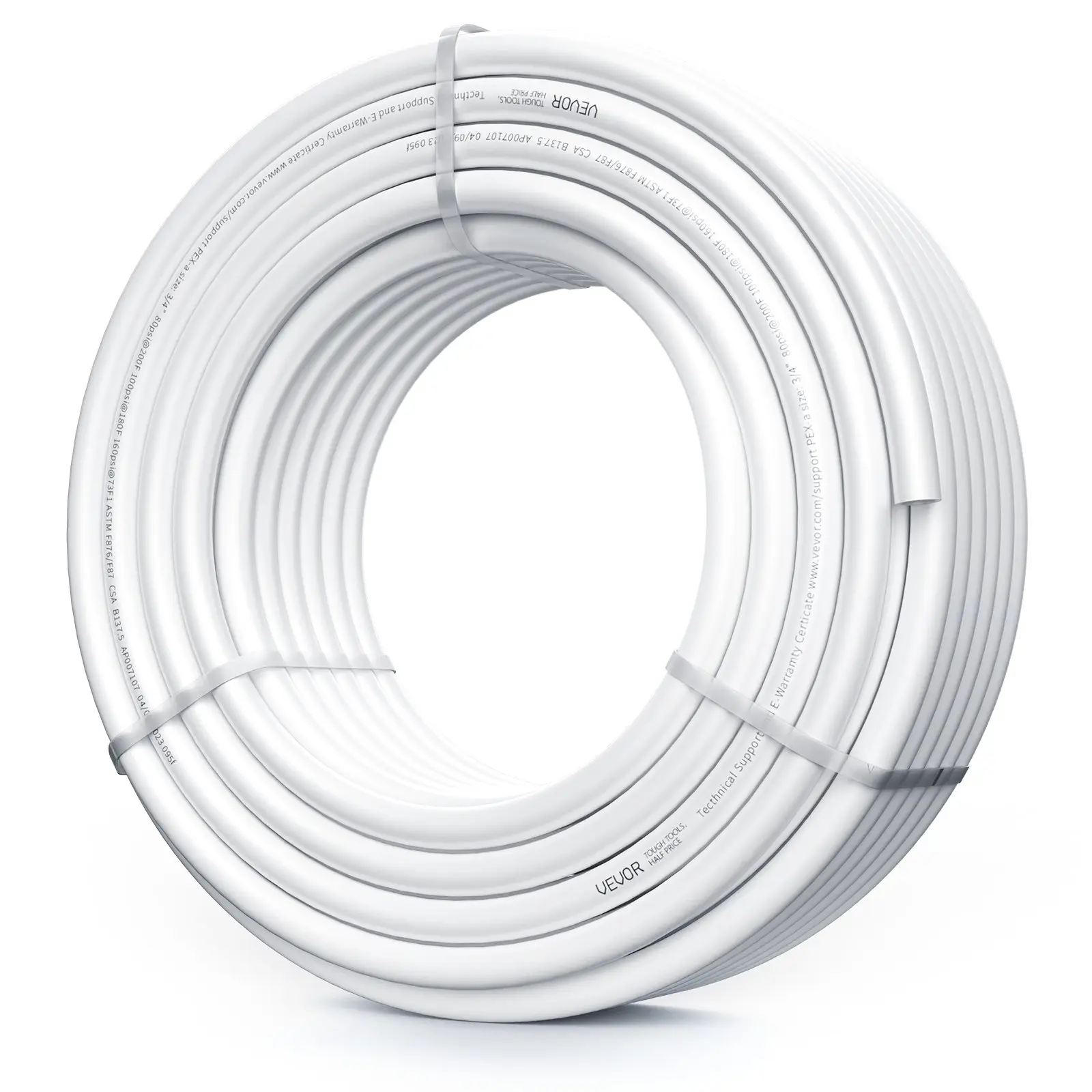 VEVOR 3/4 Inch PEX-A Flexible Pipe Tubing, 100 ft White Potable Water Line for Hot/Cold Plumbing Applications, Includes Free Cutter, 100 Feet