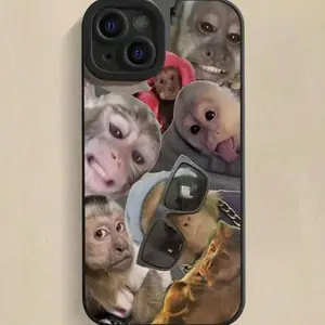 For IPhone 17 & Samsung S24 Ultra Case, Creative Monkey Pattern Design, Cute Decorative Protective Cover