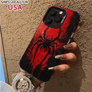 Red Spider Pattern Case for iPhone 16 15 14 Pro Max 13 12 11 XR XS Plus Shockproof Drop Protection Durable PC Smartphone Cover