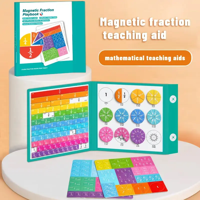 Magnetic Fraction Educational Puzzle, Magnetic Fraction Tiles & Fraction Circles Set, Math Manipulatives for Elementary School, Montessori Fraction Manipulatives Learning Toys for Kids Christmas, New Year, Birthday Gifts BlackFriday CyberMonday