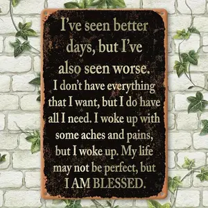 Vintage Style Metal Garden Sign with Inspirational Quotes, Rust-Resistant Weatherproof Wall Decor, Vintage Plaque Decor, Pre-Punched for Easy Hanging