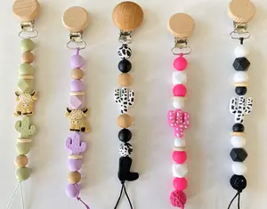 Personalized Beechwood Paci Clips - Customizable Design