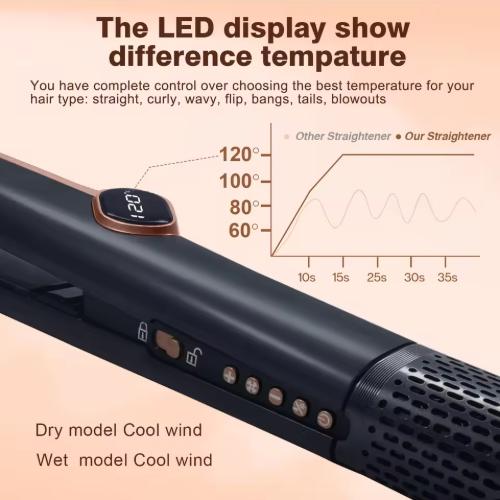 Airflow Styler 3-in-1 Curling Wand & Titanium Flat Iron Hair Straightener Dryer Professional Hair Curler with Cooling Air Vents | Dual Voltage & Adjustable Temp Hair Dryer