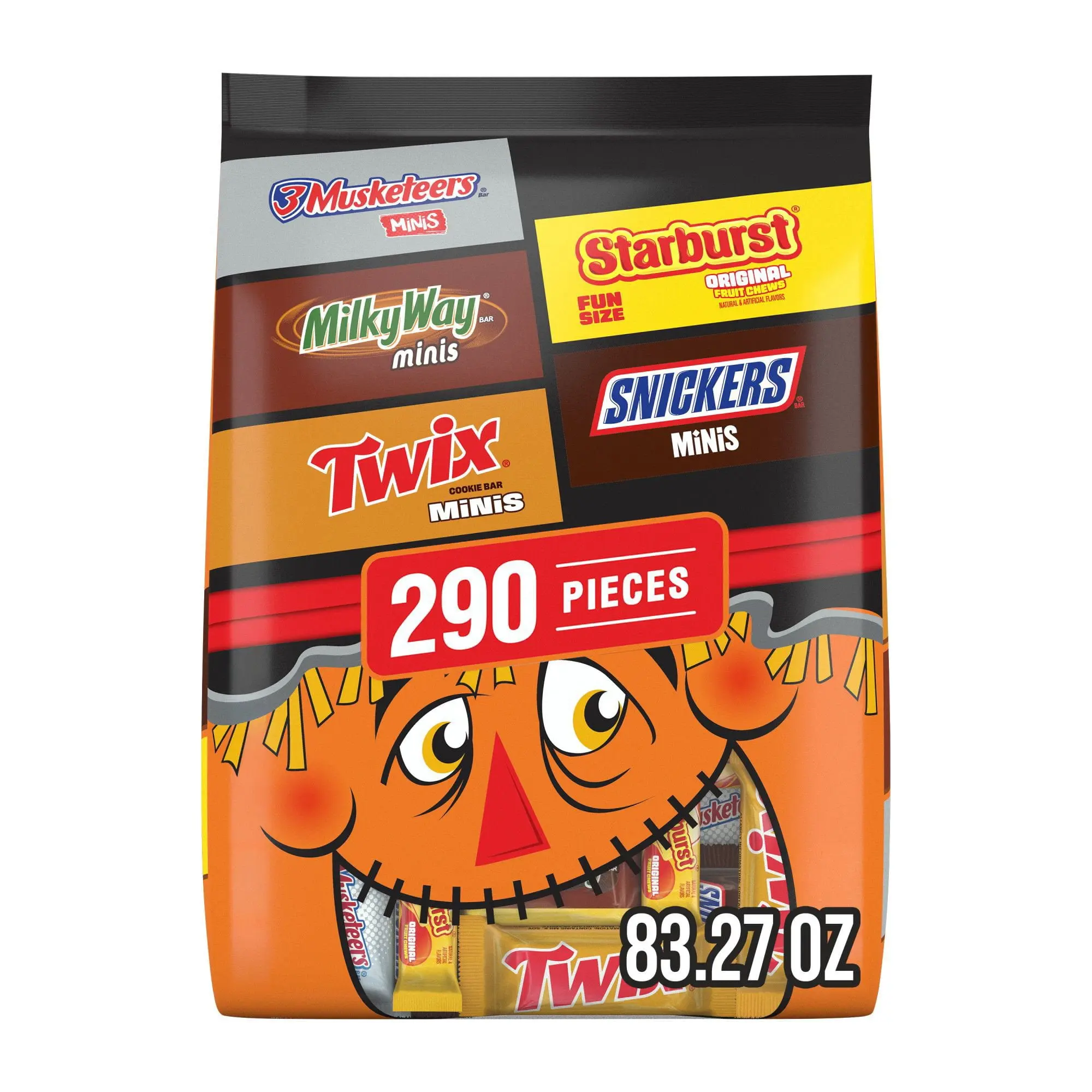 Mars Halloween Candy Variety Pack 290 pcs | Snickers Twix Milky Way 3 Musketeers Starburst