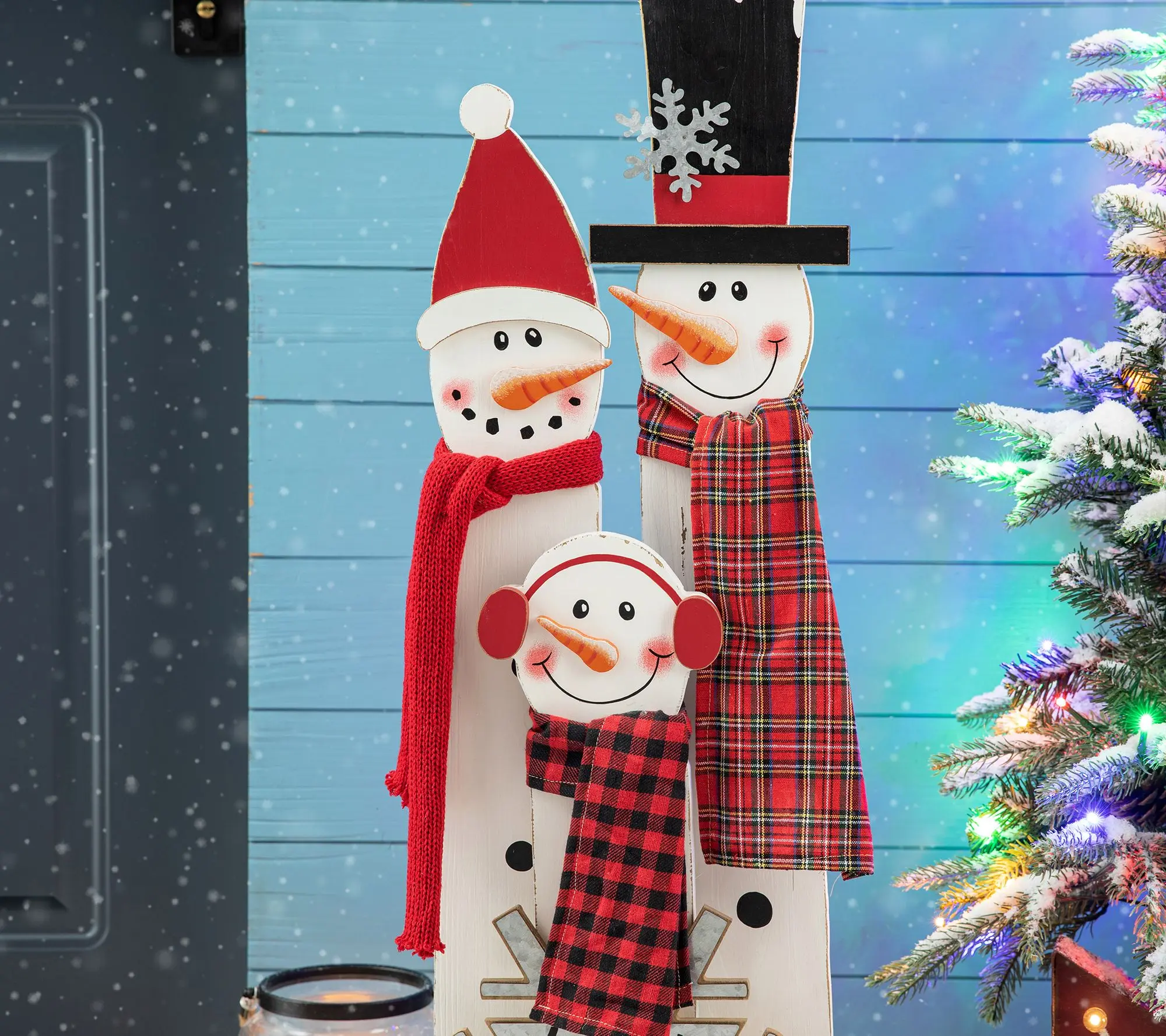 Glitzhome Standing Christmas Holiday Snowman Family Porch Sign Glitzhome Standing Christmas Holiday Snowman Family Porch Sign
