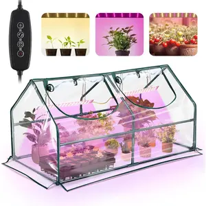 Mini Greenhouse with Grow Light, .2" L x 23.6" L x 23.6" W Portable Greenhouses  UV-Resistant for Indoor/Outdoor Seed Starting (House Shape)