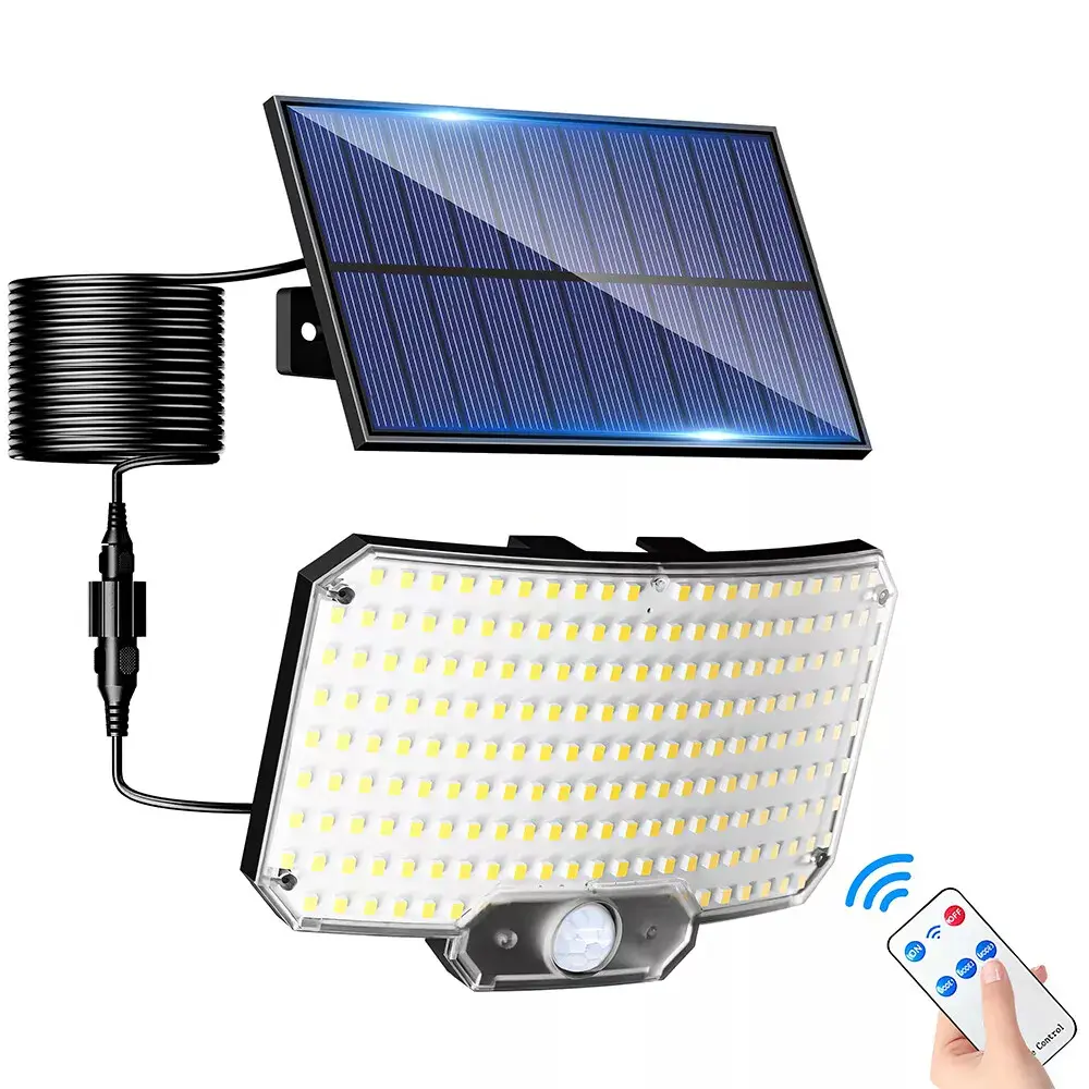 Outdoor Solar Powered Floodlight with Motion Sensor - 234 LED High Brightness Security Light, All-Weather Durable Plastic Solar Panels, Water Resistant, Semi-Flush Mount, Matte Finish, Flexible Decking & Patio Lighting, Garage Use