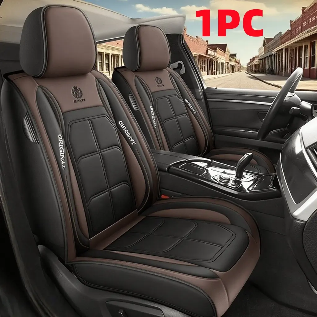 premium leather front 1PC Car Seat Cover - Durable PU Leather - Single Seat Protection for Front Row - All-Season Comfortable & Breathable - Anti-Stain for Busy Lifestyles