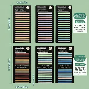 300 Sheets Semi-Transparent Fine Pet Index Stickers, Colorful Classification Markers, Fluorescent Notes, Reusable Sticky Notes
