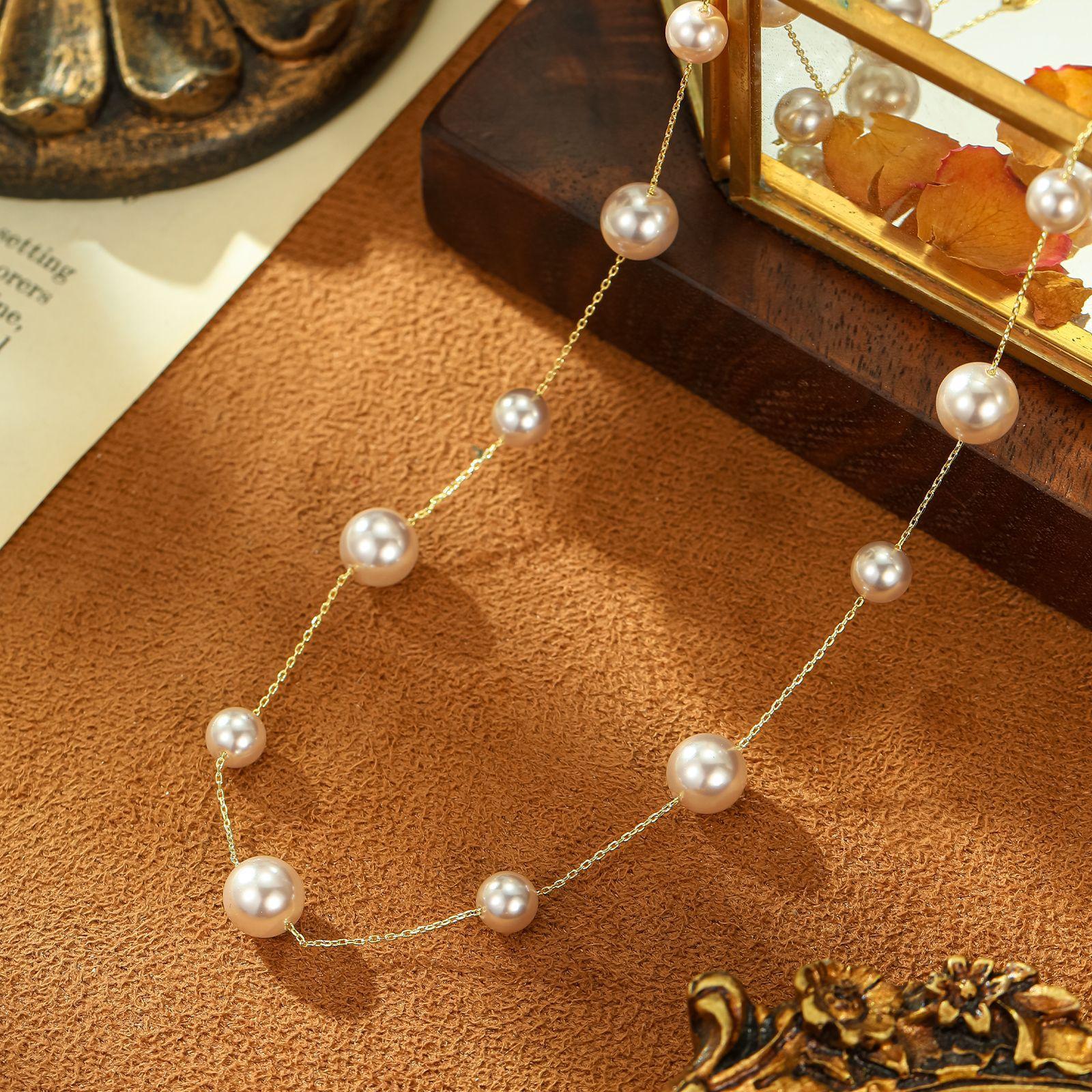 Vintage Pearl Choker Necklace, 18K Gold Plated Beaded CZ Layered Necklace, Dainty Luxury Clavicle Chain, Trendy 2026 Jewelry Gift for Her