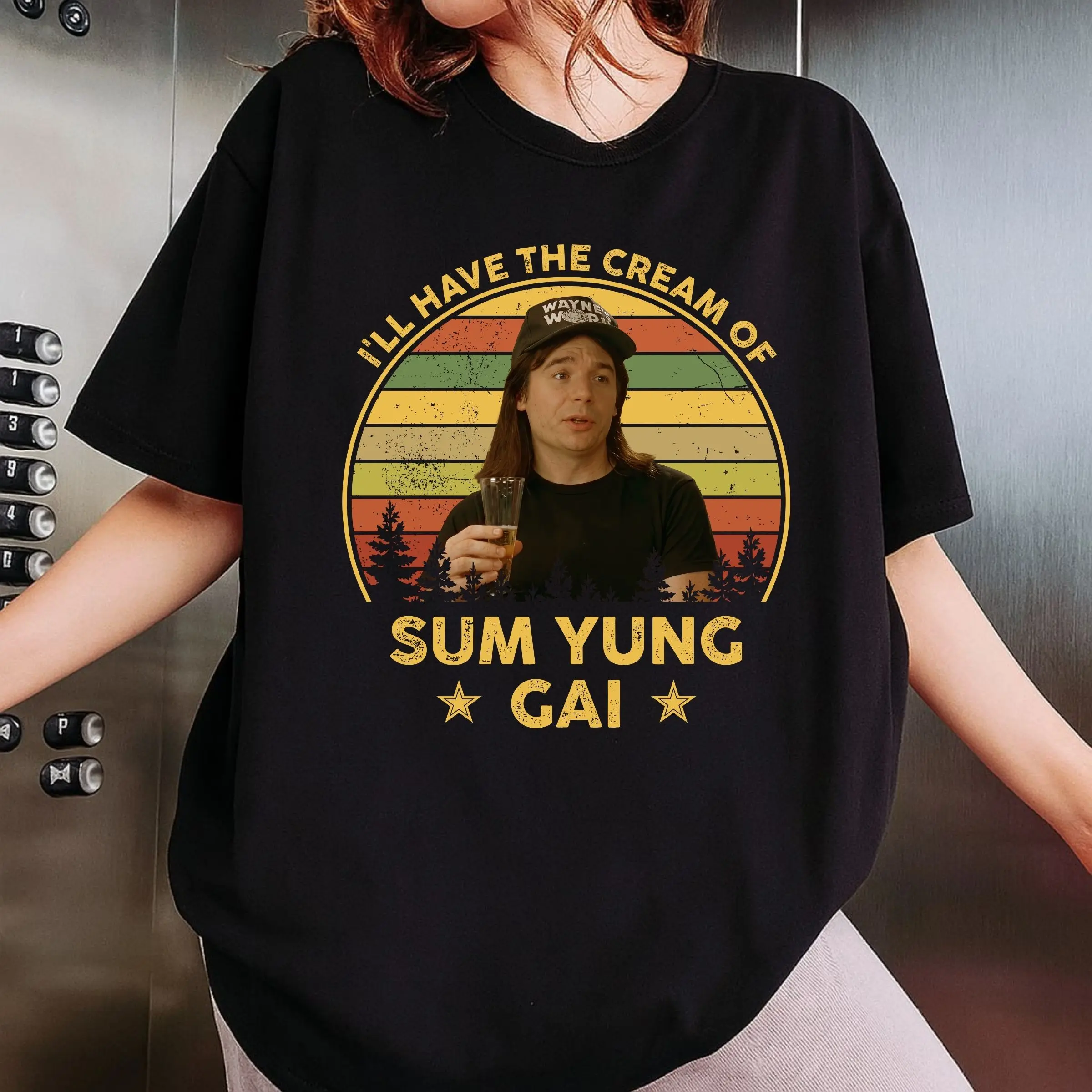 Wayne's World Sum Yung Gai Meme T-Shirt, I'll Have The Cream Of Sum Yung Gai Shirt, Funny 90s Comedy Movie Tee, Party On Garth Gift for Fans
