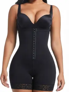 1 Count Women's Shapewear Bodysuit, Shapewear Jumpsuit, Colombian Shapewear, Fajas, Compression, Body Shaper Tummy Control Butt Lifter Zipper Crotch, Open Bust Shapewear Adjustable Hooks Lace Trim, Suitable For Daily Or Sports,Yoga, Underwear