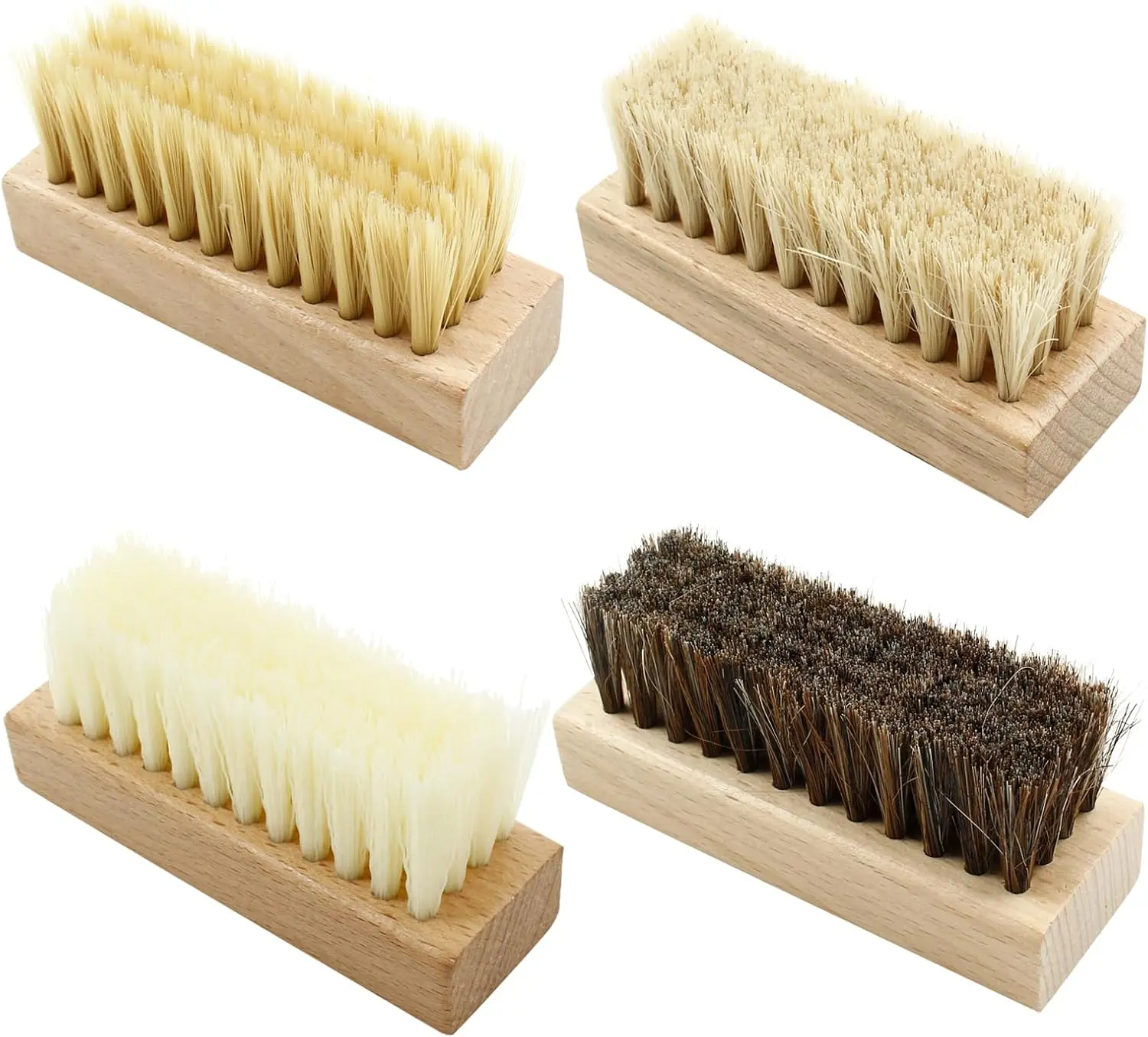 4PCS Wooden Shoe Cleaning Brush Set – Handheld Shoe Cleaner Brushes for Sneakers, Boots, Leather & Suede