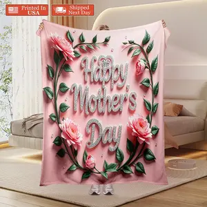 [mothers day gift ideas] Happy To Mom Pattern Blanket Gifts for Mother Romantic Anniversary Birthday Gifts for Presents for Warm Gifts for Christmas Valentine's Mother's Day