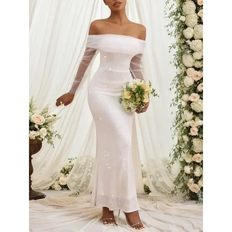 white elegant graduation dress Mermaid Wedding Dress by Deklaire Bridal 502 main image 1