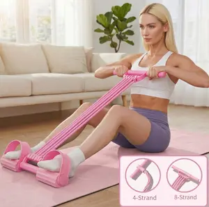 Upgraded 4/8-Tube Core Trainer - Sit Up Resistance Band for Home Gym, Tummy Trimmer & Full Body Stretching Equipment
