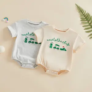Newborn Infant Baby Boy Girl Golf Short Sleeve Romper New To The Club Bubble Outfit Summer Jumpsuit Clothes