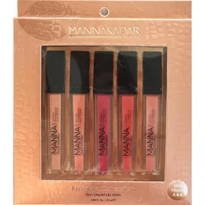 Manna Kadar Kissable Collection 5pc Liquid Lip Stain Lipgloss Lightweight Makeup