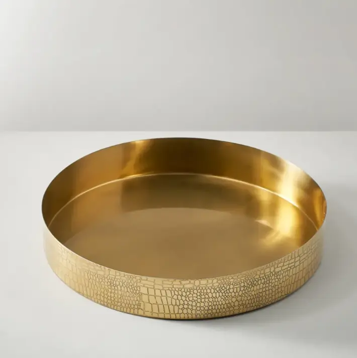 Z Gallerie Croc Embossed Tray - Stainless Steel Utensils, Gold Finish, Modern Containers, Tray, 6.25W x 6D x 7H in, Hand Wash Only Kitchenware, Bar & Wine Utensil Set