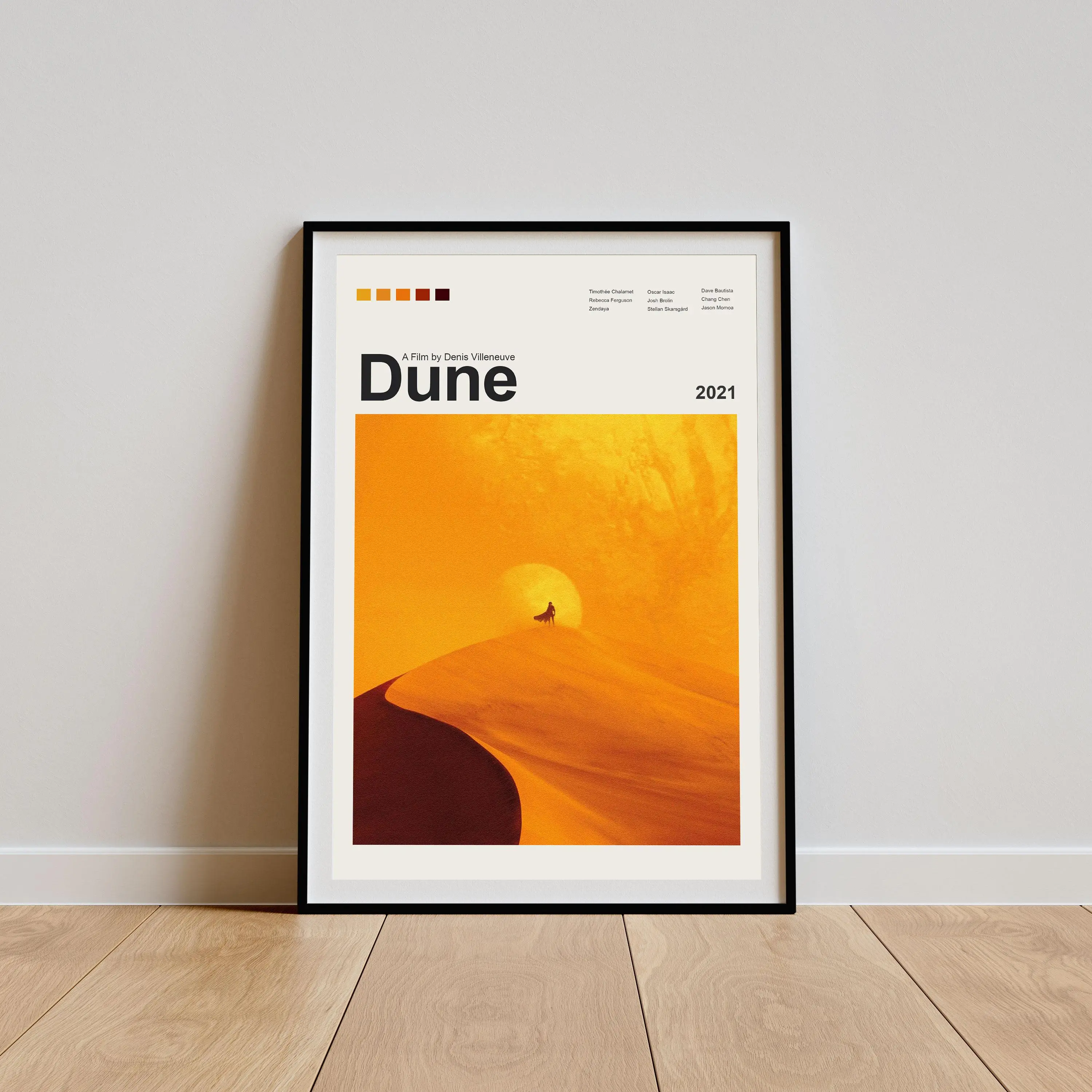 Desert Sci‑Fi Movie Minimalist Canvas Wall Art, Orange Sand Dune Silhouette Print, Vintage Film Room Decor Unframed Canvas Poster, Frame Not Included