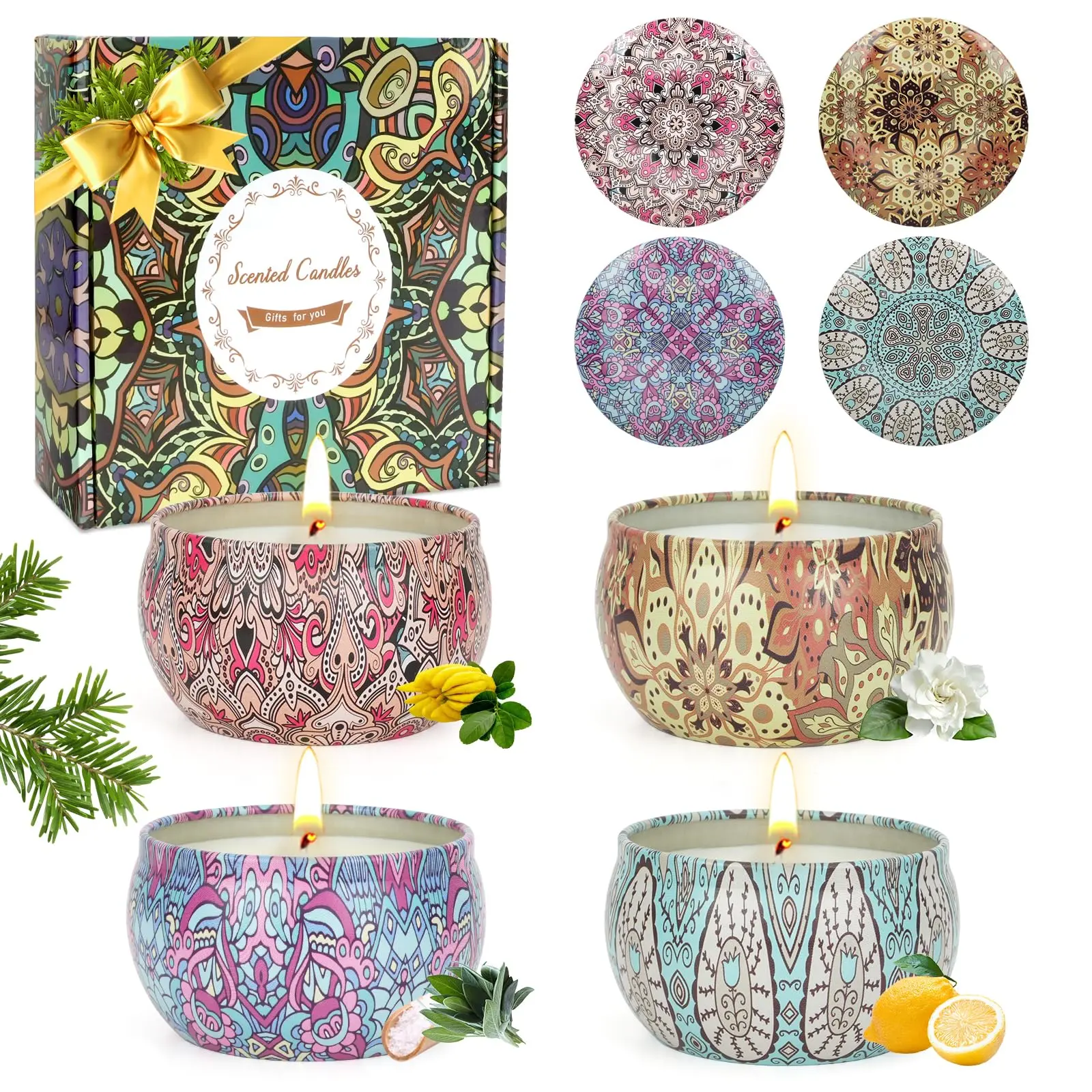 Scented Candles Gifts for Women 4 Pack Aromatherapy Candle Up to 90 Hours Home Scented Candles Set Soy Wax Candles for Christmas Day Birthday Mothers Day Valentines Day