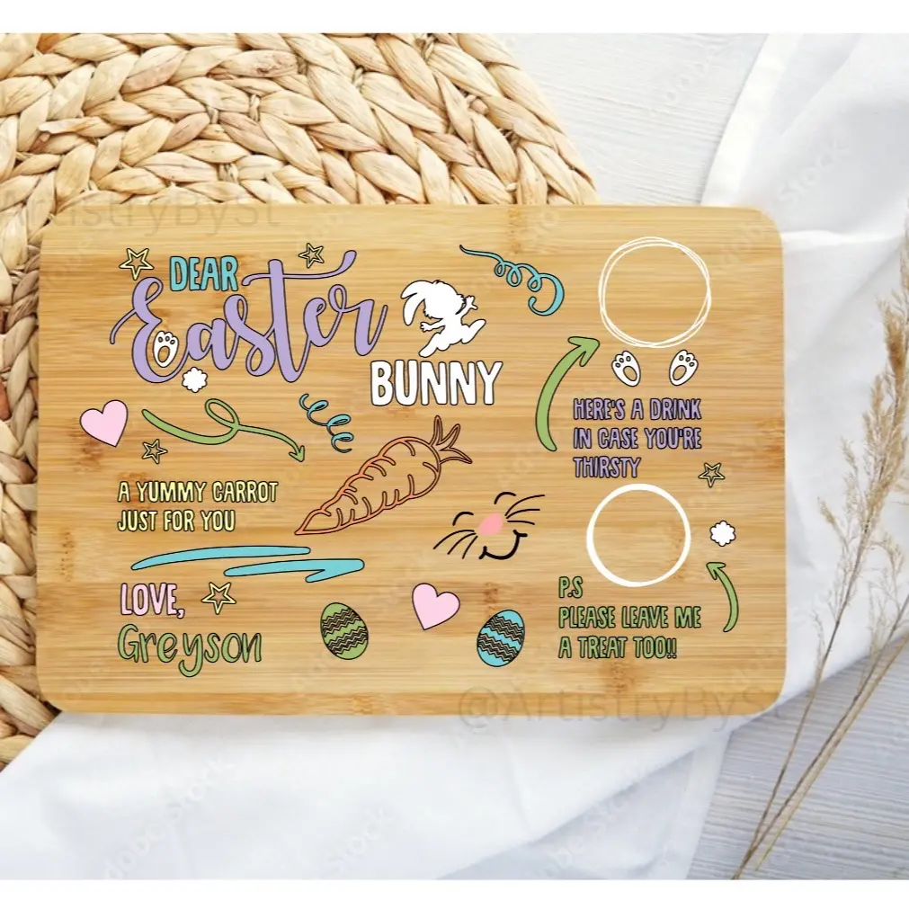 Personalized Easter Bunny Board Gifts - Decorative Board with "Dear Easter Bunny" Message, Easter Themes, and Personalization Options