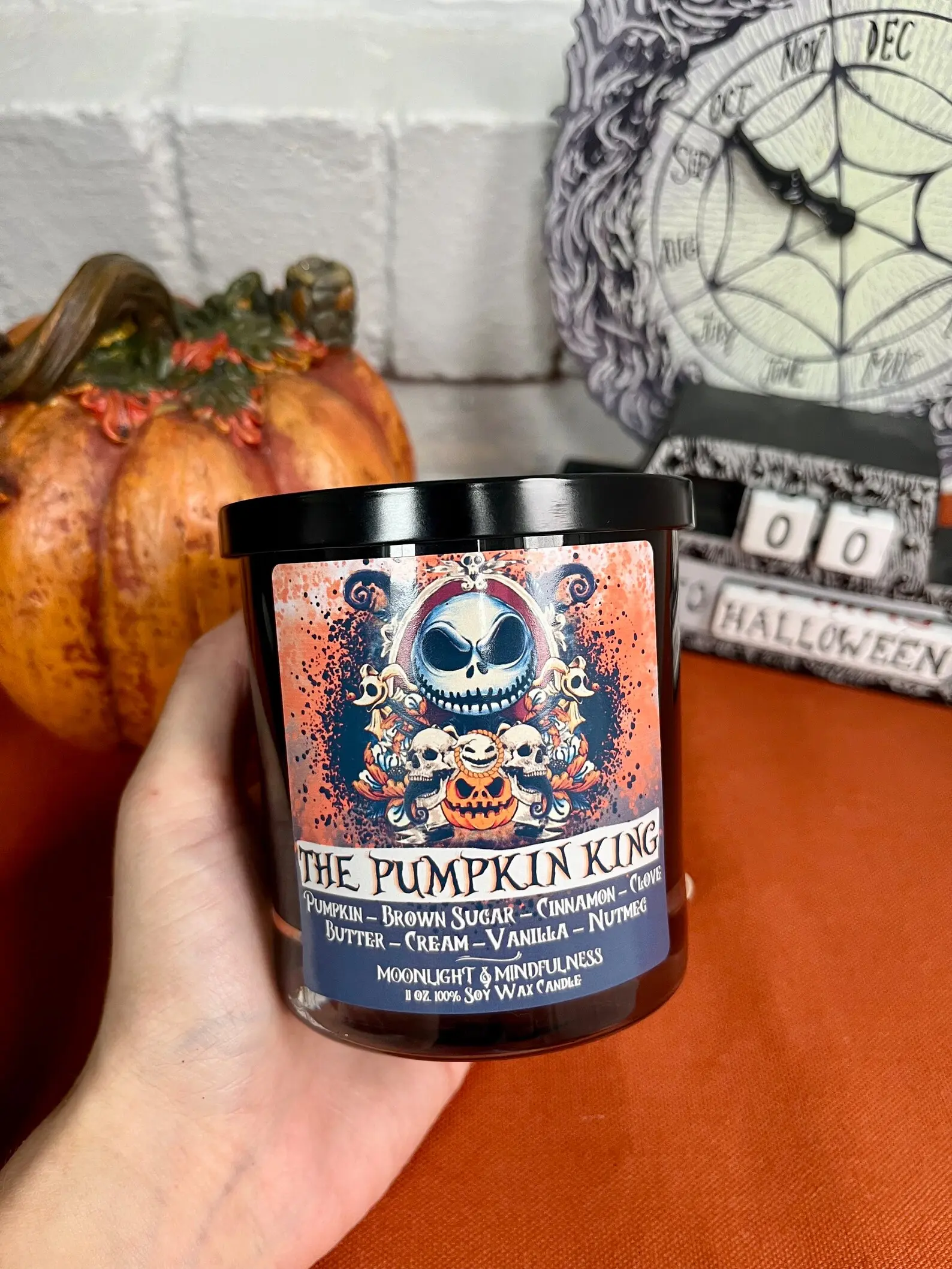 Pumpkin King Soy Wax Crystal Candle, Nightmare Before Christmas, Jack Skellington, Spooky Season Home Decor, Halloween Art, Gothic, Nontoxic