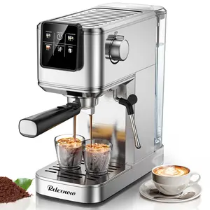 Espresso Machine, 20 Bar Professional Espresso Coffee Maker with Milk Frother Steam Wand, Hot & Iced Coffee Machine, Compact Stainless Steel Coffee Machine for Cappuccino,Latte,Cold Brew