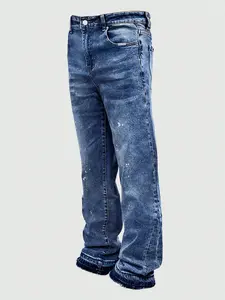 Men's Street Style Casual Denim Jeans, All Seasons Fit, Pure Color Straight Leg Jeans, Fashionable Loose-Fitting Long Trousers