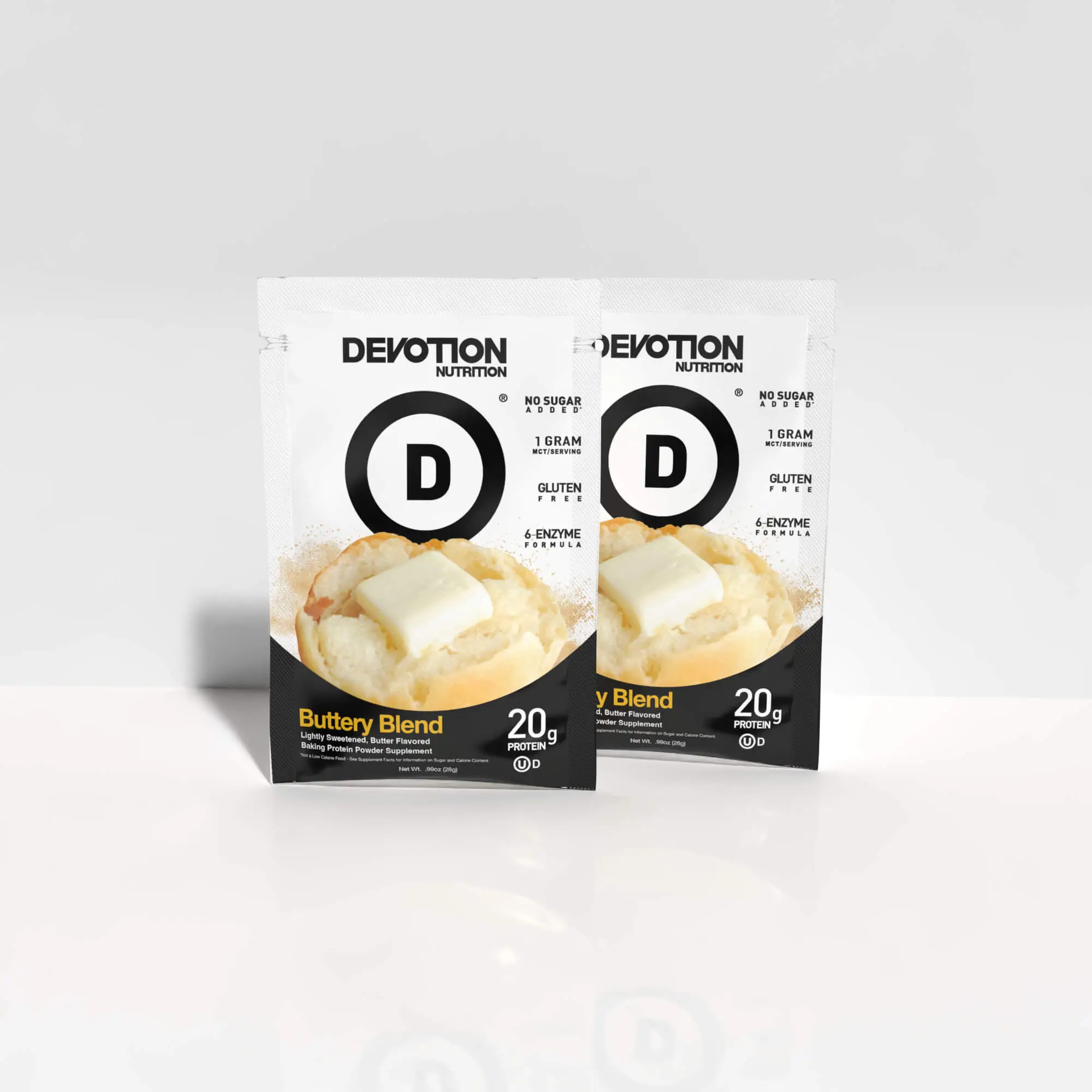 Devotion Nutrition Buttery Blend Flavor Protein Powder Sample Pack - Gluten Free, Keto Friendly, No Added Sugars | 1g MCT | 20g Whey & Micellar Protei