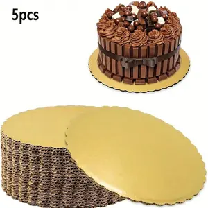 5pcs Round Cake Stand Holders, Durable Oil-Resistant, Ideal for Weddings Birthdays Festivals, Professional Cake Decoration Display