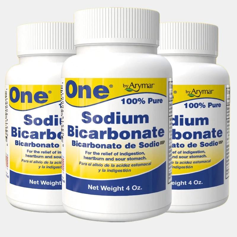 Arymar Pure Sodium Bicarbonate Powder 4 fl oz (Pack of 3) - Natural Baking Soda