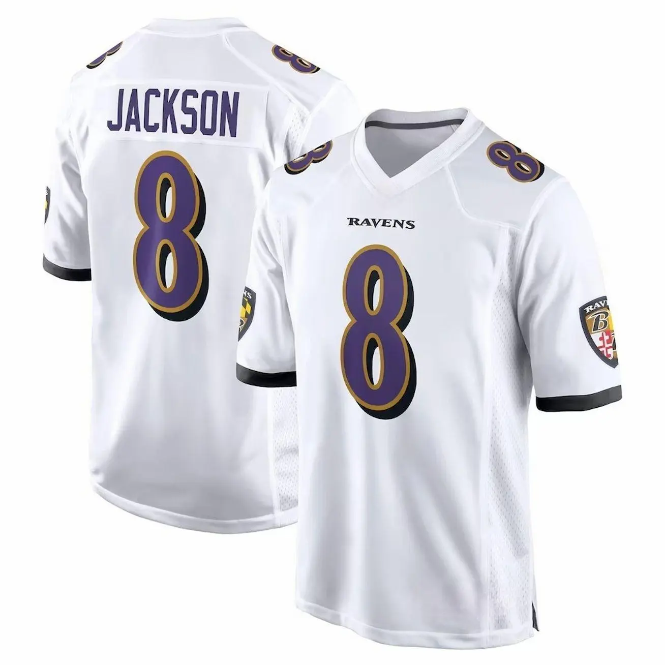Men's Rave Jackson #8 White Game Jersey