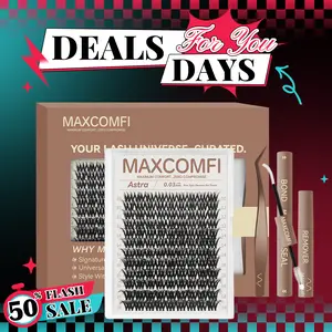 MaxComfi Astra Russian Lyra Downy Eyelash Extensions - Cluster Lashes, Fluffy Lash Clusters, Super Soft Thin Band, Voluminous Non-Bulky, Long-Lasting Waterproof, Beginner-DIY Friendly, for Natural Daily Wear (Beauty & Personal Care Makeup Product)