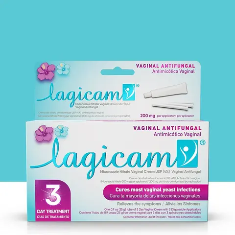 Lagicam Women's 3-Day Vaginal Antifungal Treatment Cream, Miconazole Nitrate Active Ingredient, 1 Tube with 1-Pack Disposable Applicator Set, Yeast Infection Relief for Itching & Irritation, Disposable Set