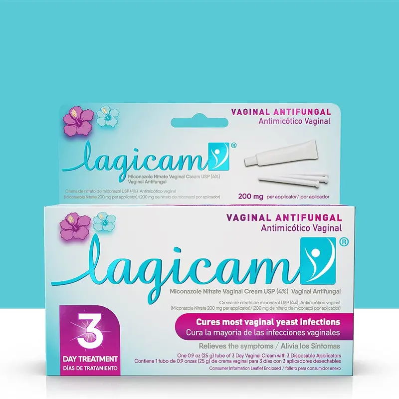 Lagicam Women's 3-Day Vaginal Antifungal Treatment Cream, Miconazole Nitrate Active Ingredient, 1 Tube with 1-Pack Disposable Applicator Set, Yeast Infection Relief for Itching & Irritation, Disposable Set