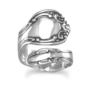 925 Sterling Silver Oxidized Statement Spoon Ring