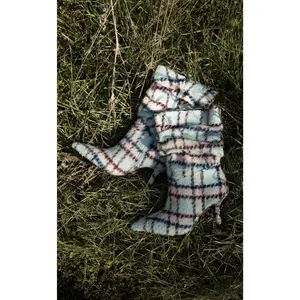 SANJIV-BLUEMULTI PLAID STILETTO BOOTIE