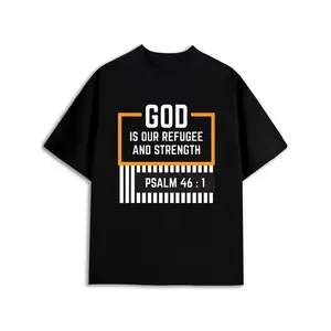 God's Refuge & Strength Tee men's Christianity graphic t shirts black 180G 100% Cotton Stylish summer outerwear Cool shirts, Funny shirts, t shirt expressing faith religious gifts Outdoor activity clothing