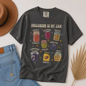 Comfort Colors Inclusion Is My Jam TShirt, Autism Awareness Instant T-Shirt, Inclusion TShirt Designs, Neurodiversity Apparel, back to school - Printfamily