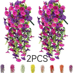 Artificial Trumpet Flowers, 2 Piece Set Fake Hanging Plants, Perfect for Porch, Patio, Balcony, Garden, Yard, Outdoor Party Wedding Decor