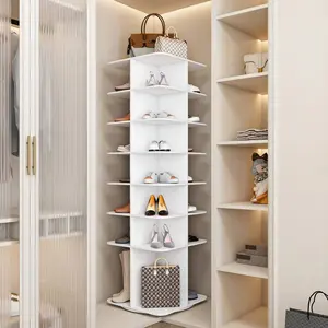Modern Space Saving Shoe Rack|   7-Tier Rotating Shoe Tower|   Multi-Purpose Storage Organizer With 360°   Spinning Lazy Susan Design|   Fits 28 Pairs Home Closet Organization|   Nordic Style Home Decor (7-Layer, White) Makeup Vanity Table wooden