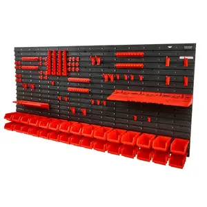 VEVOR Wall Mounted Storage Bins 30/48-Bin Parts Rack Organizer Garage with Wall Panels Hooks Plastic Shop Tool for Screw Nails