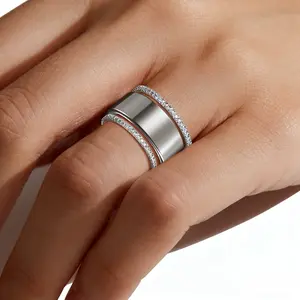 3-Pack 14K Gold Plated Minimalist Stacking Rings,Cubic Zirconia Simulated Diamond Stack Rings for woman and man, Titanium Steel Wide Band Ring Set Mix,engagement rings,valentines gifts for gf,accessories for women Stainless promise ring