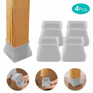 Silicone furniture leg protectors: square gray (4 pieces/bag)