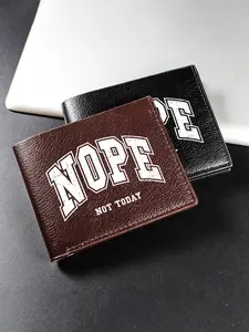 Minimalist 'nope Not Today' Neutral Fold Wallet, PU Leather Casual Card Holder, Unisex Daily Commute Portable Wallet