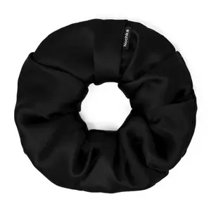 Black Regular Scrunchie – 100% Pure Mulberry Silk, Perfect for All Hair Types